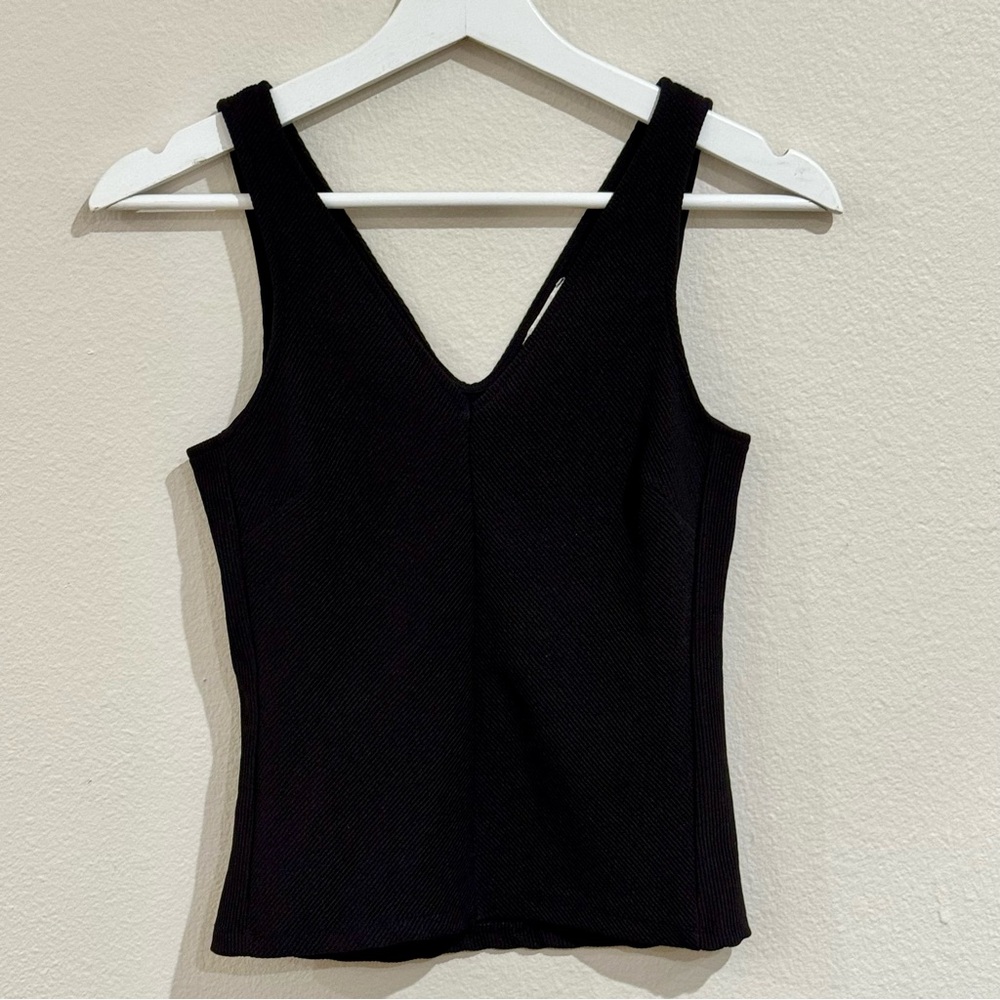 H&M Black Ribbed V-Neck Tank Top